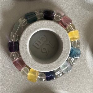 2 Multicolor Fluorite Bead Stretch Bracelet - free form Women Jewelry